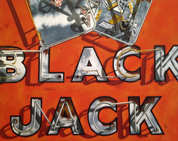 BlackJack  -  24"x30"  -  oil on canvas : Neon Signage : JELAINE FAUNCE: Contemporary Realism Paintings & Art Tutorials