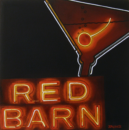 Little Red Vegas II  -  8"x8"  -  oil on canvas : Neon Signage : JELAINE FAUNCE: Contemporary Realism Paintings & Art Tutorials