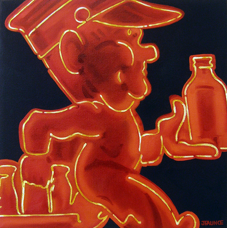 Little Red Vegas I  -  8"x8"  -  oil on canvas : Neon Signage : JELAINE FAUNCE: Contemporary Realism Paintings & Art Tutorials