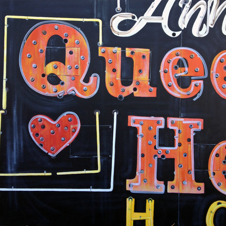 Anne: Queen of HoHo's  -  36"x36"  -  oil on canvas : Neon Signage : JELAINE FAUNCE: Contemporary Realism Paintings & Art Tutorials