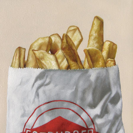 FAT FRIES - 8"x8" - OIL ON CANVAS - PRIVATE COLLECTION